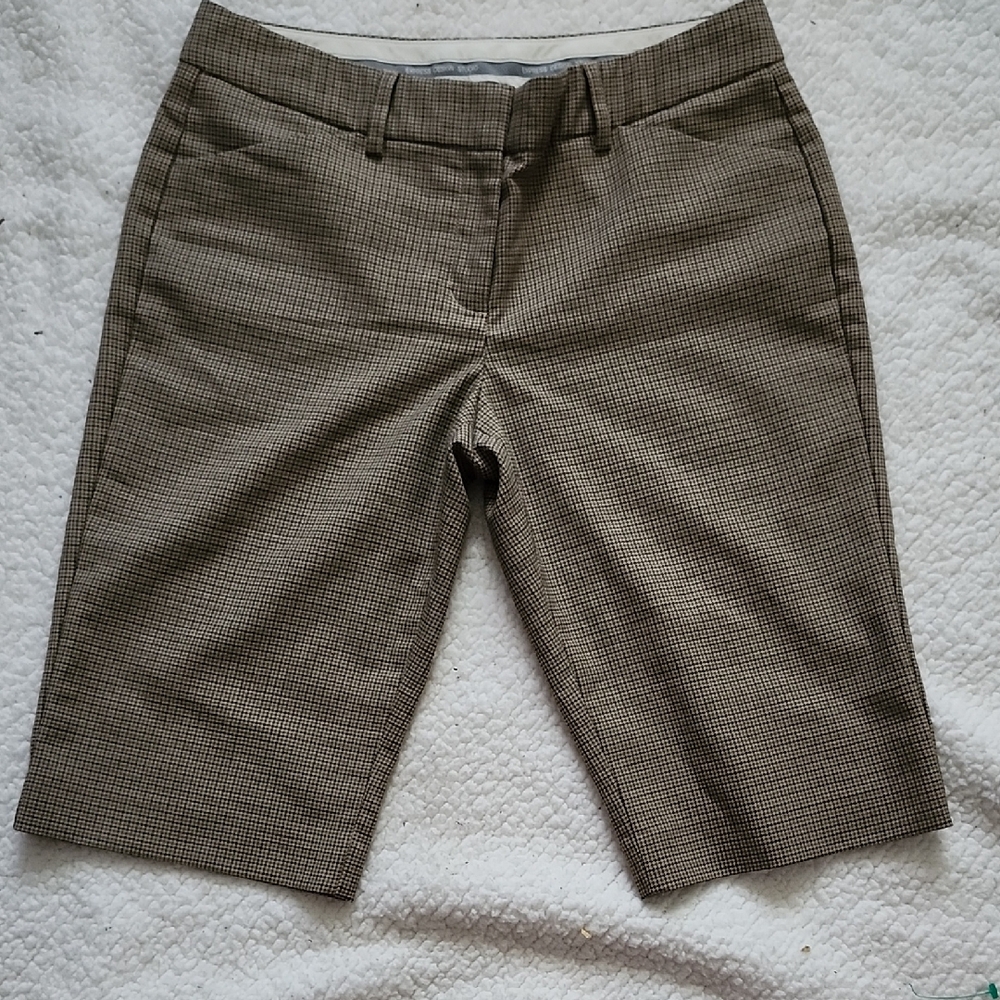 Express Design Studio Editor Bermuda Shorts Brown Plaid Sz 4 Dark Academia